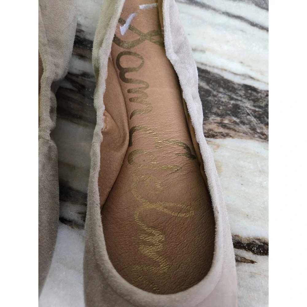Sam Edelman Baxton Suede Ballet Flats Taupe Snakeskin Size 9 Comfort Lightweight